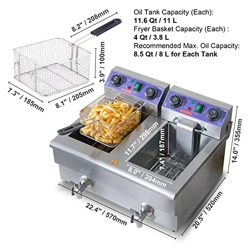 VEVOR 22.7Qt Electric Deep Fryer, Stainless Steel
