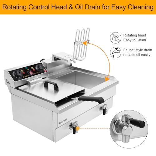 24.9QT Electric Dual Tank Fryer w/Timer & Adjustable Temperature