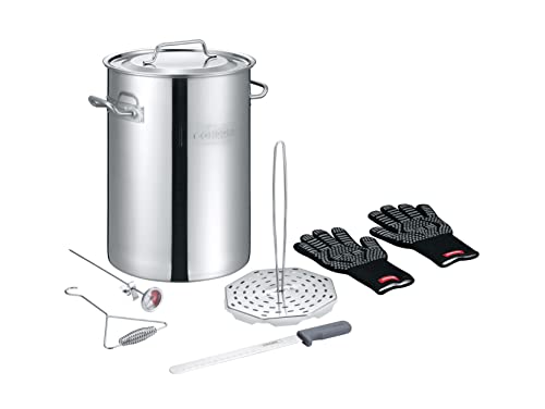 CONCORD Stainless Steel Turkey Fryer Kit - Rack, Slicer, Hook, Thermometer, Gloves