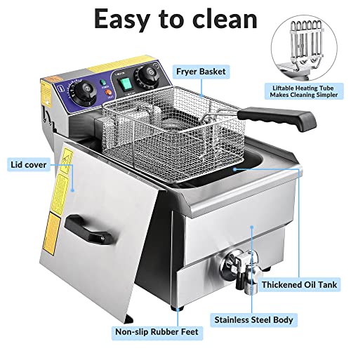Commercial Stainless Steel Fryer with Timer - 11.7L