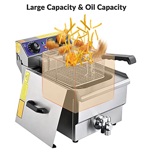 Commercial Stainless Steel Fryer with Timer - 11.7L