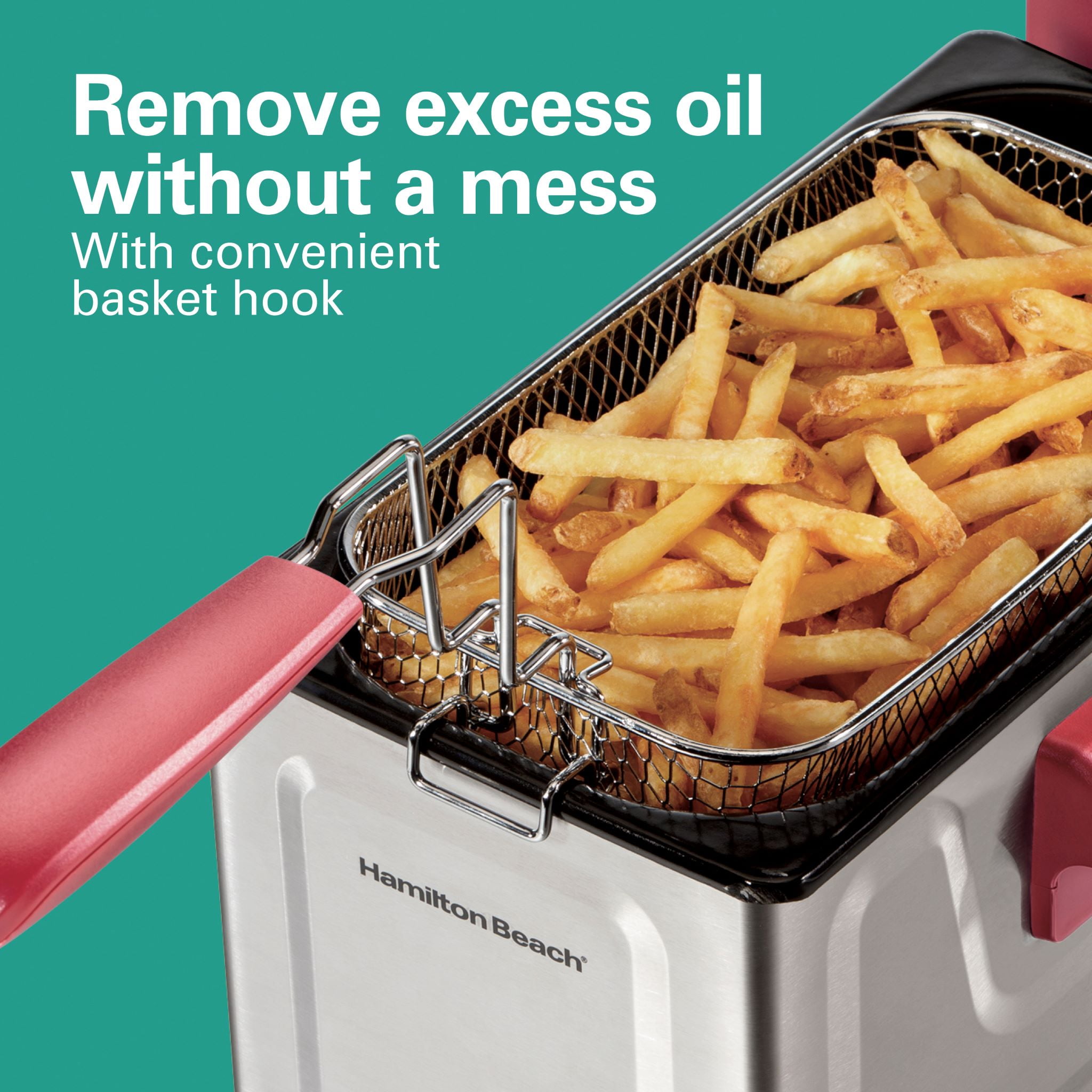 Hamilton Beach Family-size Cup Deep Fryer, Red