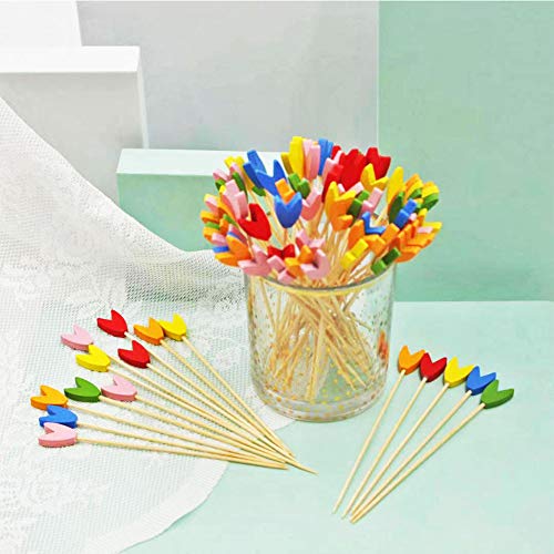 Multicolor Bamboo Toothpicks for Appetizers and Desserts