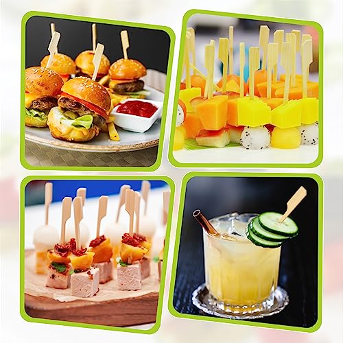 Bamboo Skewers 300PCS - Fancy Flat Toothpicks