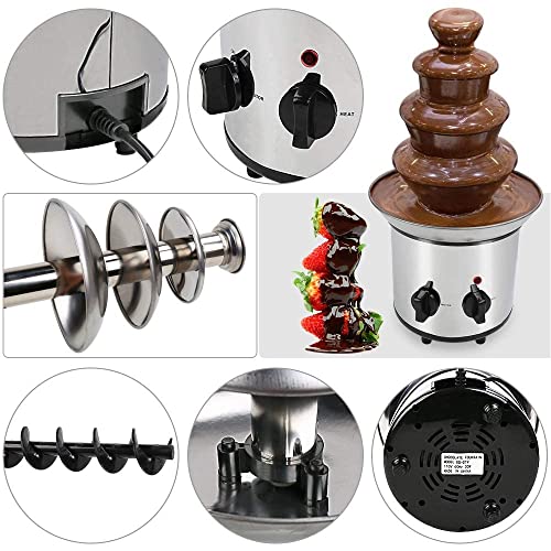 Stainless Steel Chocolate Fondue Fountain, 4 Tiers, 2lb Capacity