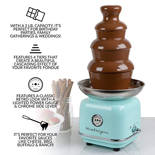 4-Tier Electric Chocolate Fondue Fountain for Parties - Aqua