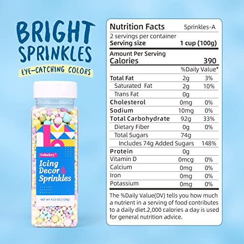 Edible Sprinkles for Cake Decorating, Cookie, Cupcake