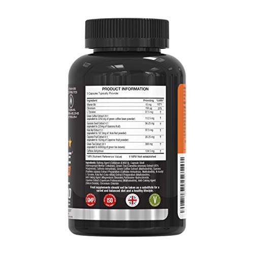 T5 Hardcore Fat Burners for Men & Women which Contains L-Tyrosine, Chromium, Vitamin B6 & Botanical Extracts, Mens Health Reviewed & Made in The UK (180 Vegetarian Capsules)…