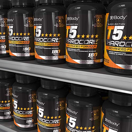 T5 Hardcore Fat Burners for Men & Women which Contains L-Tyrosine, Chromium, Vitamin B6 & Botanical Extracts, Mens Health Reviewed & Made in The UK (180 Vegetarian Capsules)…
