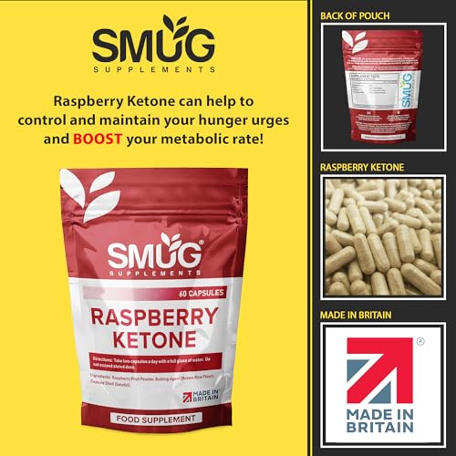 SMUG Supplements Raspberry Ketone - 60 Capsules - High Strength 2000mg Pills - Powerful Fruit Extract to Support Fat Burning and Effective Weight Loss - Made in Britain