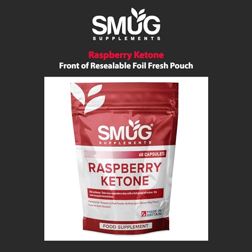 SMUG Supplements Raspberry Ketone - 60 Capsules - High Strength 2000mg Pills - Powerful Fruit Extract to Support Fat Burning and Effective Weight Loss - Made in Britain