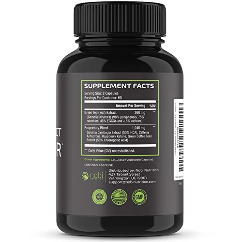 Green Tea Weight Loss Pills | Belly Fat Burner, Metabolism Booster, & Appetite Suppressant for Women & Men | 45% EGCG | with Green Coffee Bean Extract | Vegan, Gluten-Free Supplement | 120 Capsules