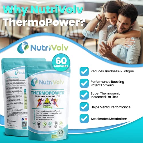 ThermoPower 1000mg | Thermogenic Fat Burner Increased Energy & Boost Performance | 90 Capsules