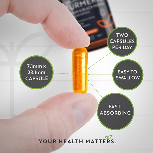 Organic Turmeric 1440mg (High Strength) with Black Pepper & Ginger - 180 Vegan Turmeric Capsules (3 Month Supply) – Organic Turmeric with Active Ingredient Curcumin - Made in The UK by Nutravita