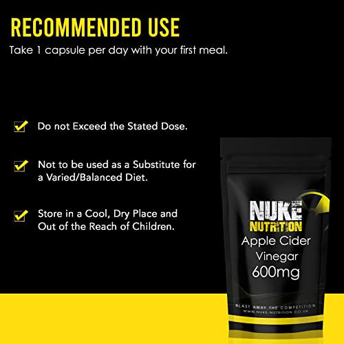 Nuke Nutrition Apple Cider Vinegar Capsules with Mother - 60 Capsules - High Strength ACV