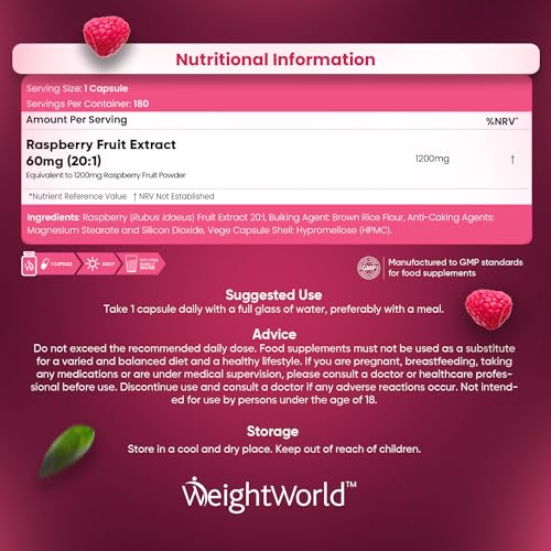 180 High Strength Raspberry Ketone Capsules - 6 Months Supply