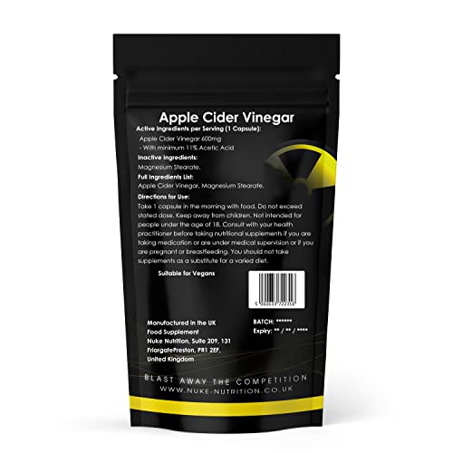 Nuke Nutrition Apple Cider Vinegar Capsules with Mother - 60 Capsules - High Strength ACV