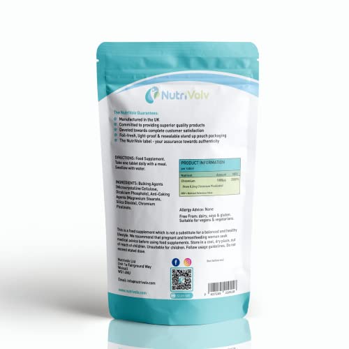 Blood Sugar Support: Chromium Picolinate 1000µg Supplements - 120 Tablets