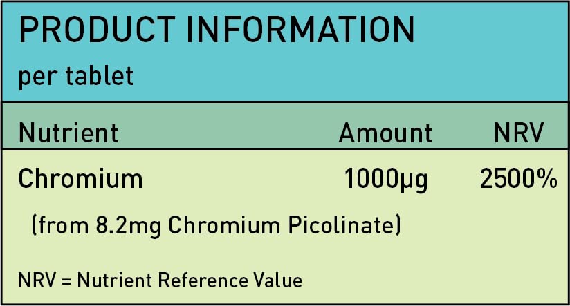 Blood Sugar Support: Chromium Picolinate 1000µg Supplements - 120 Tablets