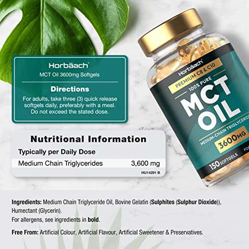 High Strength MCT Oil Capsules | Keto Diet Supplement | 150 Softgels