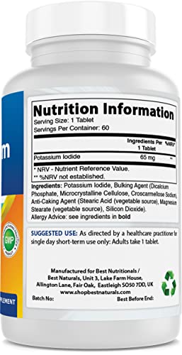 Potassium Iodide: 65mg - 60 Dietary Supplement Tablets