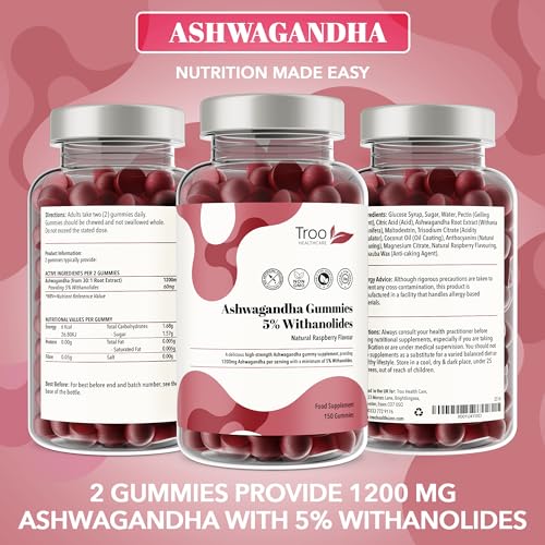 1200mg Ashwagandha Gummies - Natural Raspberry Flavour