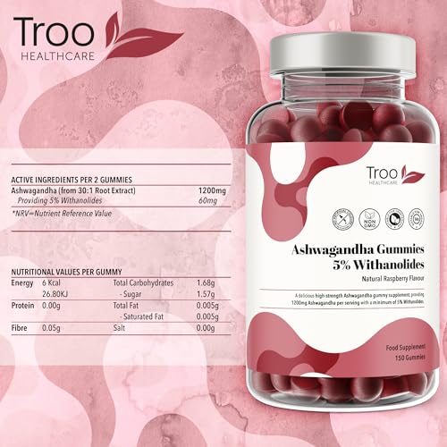 1200mg Ashwagandha Gummies - Natural Raspberry Flavour