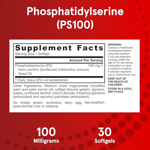 Jarrow PS100 Phosphatidylserine - Brain Health, 30 Softgels
