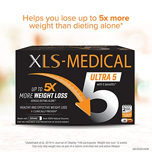 XLS-Medical Ultra 5 Weight Loss Capsules - Absorb Less Fat - Lose 5x More - Okranol Active - 84 Capsules