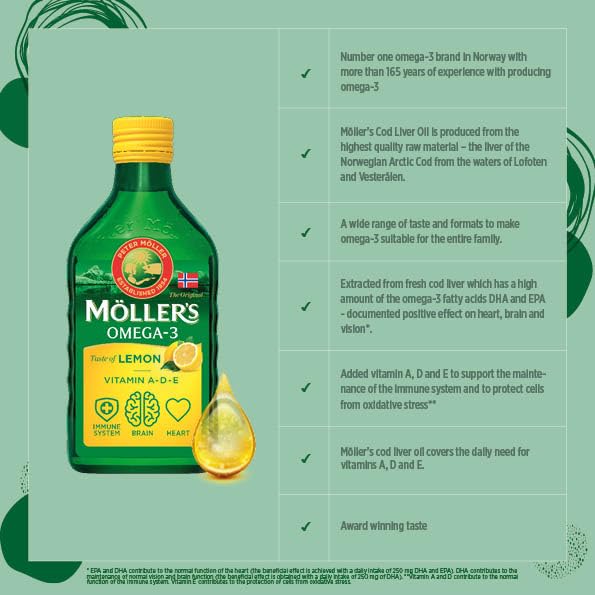 Moller's Omega-3 Cod Liver Oil | Superior Taste Award | 250 ml