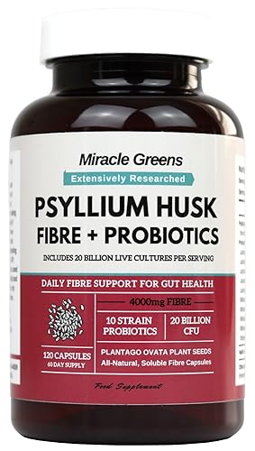4000mg Psyllium Husk Fibre with Probiotics - 120 Capsules