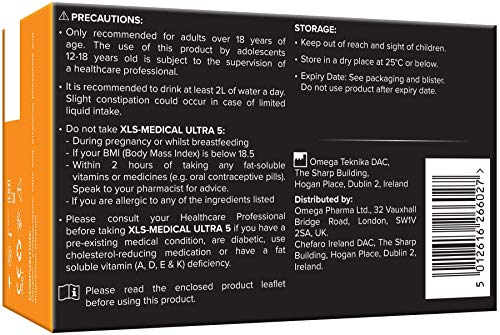 XLS-Medical Ultra 5 Weight Loss Capsules - Absorb Less Fat - Lose 5x More - Okranol Active - 84 Capsules