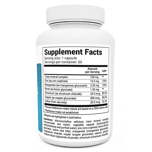 Dr. Berg's Trace Minerals Enhanced - 70+ Nutrient-Dense - Natural Dietary Supplements - 60 Capsules
