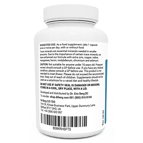 Dr. Berg's Trace Minerals Enhanced - 70+ Nutrient-Dense - Natural Dietary Supplements - 60 Capsules