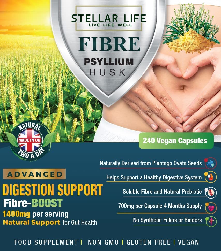 240 Psyllium Husks Fiber Supplement - High Strength Capsules