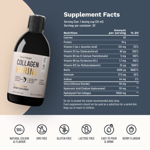 Natural Berry Flavored Marine Collagen Peptides - 500ml