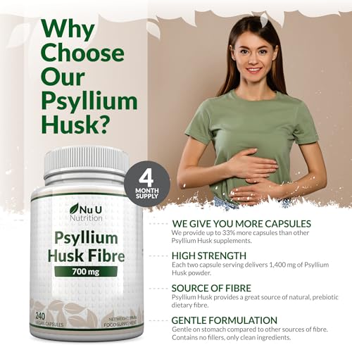 High Potency Psyllium Husk Fiber Capsules - 4 Month Supply