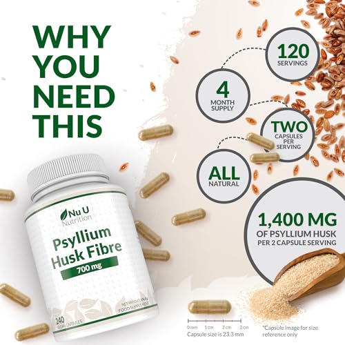 High Potency Psyllium Husk Fiber Capsules - 4 Month Supply