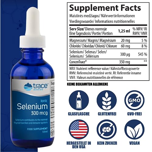 Ionic Selenium Dietary Supplement | Antioxidant, Immunity, Thyroid | Vegan, Gluten Free | 2 fl oz