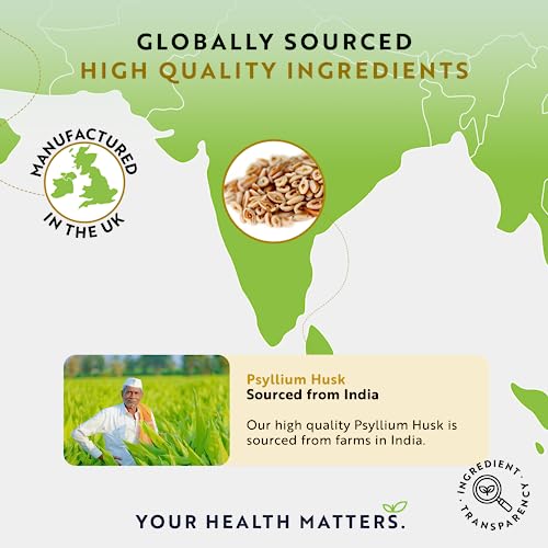 Psyllium Husks: High Fiber Supplement – 180 Capsules