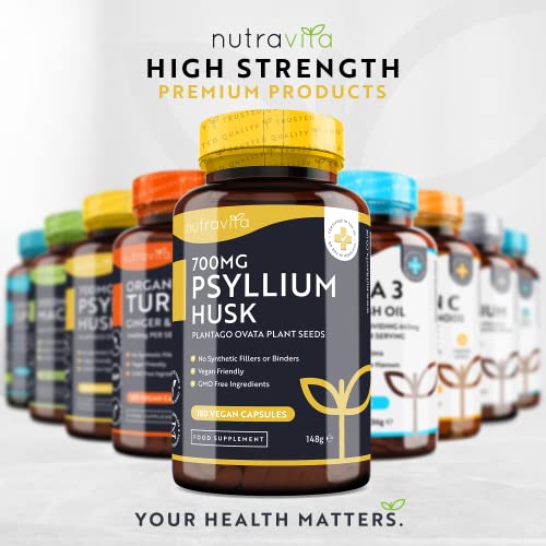 Psyllium Husks: High Fiber Supplement – 180 Capsules