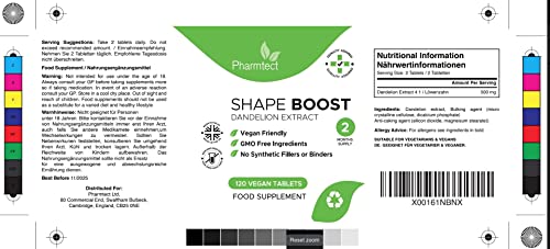 Shape Boost Tablets - Pure Dandelion Root Extract
