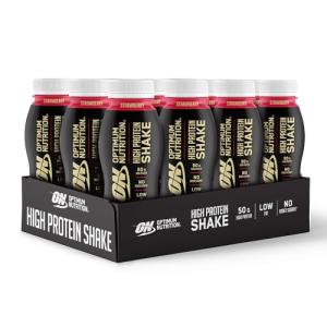 ON High Protein Shake Bottles, Strawberry Flavor, 12 Pack