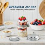 4-Pack Glass Breakfast Jars with Leakproof Lids