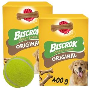 BISCROK Gravy Bones Treats Bundle with Tennis Ball