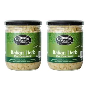 Italian Herb Sauerkraut - Probiotic Rich, 400g Jar x 2
