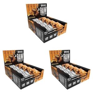 Warrior Raw Protein Bars – 20g Protein Per Bar – High Protein Snack Bars Multipack (12 or 24 Bars, 75g Each) – Low Sugar, High Fibre Breakfast & Meal Replacement Bar – Chocolate Peanut Flapjack
