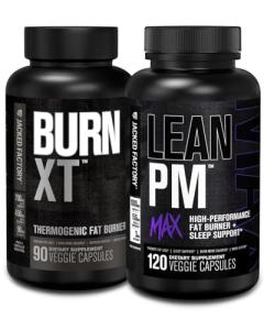 Jacked Factory Burn XT Thermogenic Fat Burner - Appetite Suppressant & Nootropic Energy Booster (90 Capsules) & Lean PM Max High-Performance Weight Loss, Sleep Support | (120 Capsules)