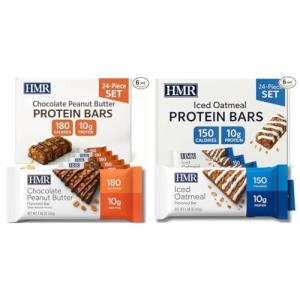 HMR Chocolate Peanut Butter & Iced Oatmeal Protein Bars, 24 Count Each | 10g Protein | Low Calorie, Nutritious Snack & Dessert | Supports Weight Maintenance | Tasty Meal Replacement or On-the-Go Optio