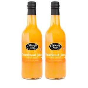 The Cultured Food Company Organic Carrot & Fennel Sauerkraut Juice 2 x 500ml – Vegan – Unpasteurised – Probiotic Drink – Raw Fermented Cabbage – Gut Health Support – Detox Juice – Irish Made